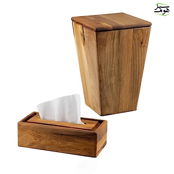 سطل و دستمال پذیرایی دربدار چوب گردو و مدل مخروطی کد0153