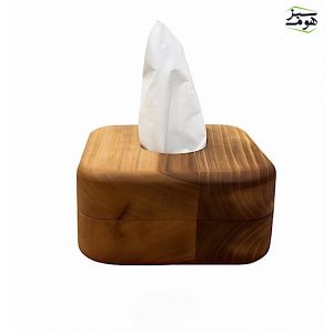 جا دستمال کاغذ مربع چوب گرد وبرند سبزهوم مدل 0158