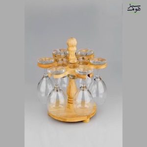 پایه گیلاس چوبی یک طبقه گردان بدون شات و شات دار امبیکو EMBICO-70206